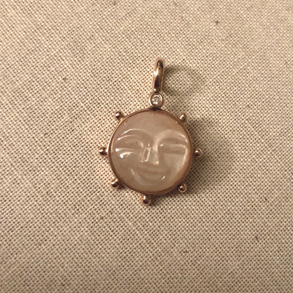 Rose gold pink moonstone Sun pendant